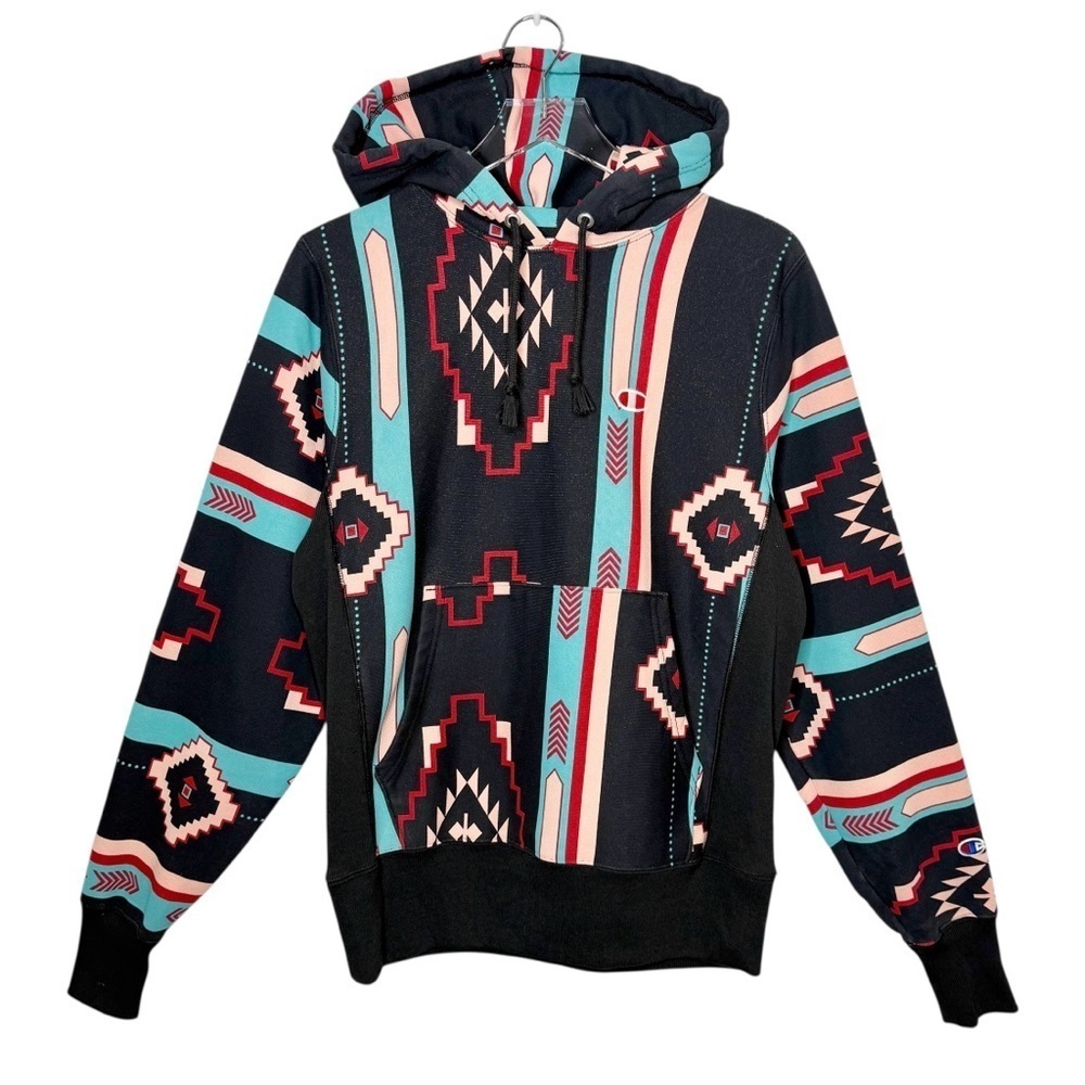 Champion Aztec Reverse Weave Cotton All Over Print Men’s Hoodie Sweatshirt Sz S